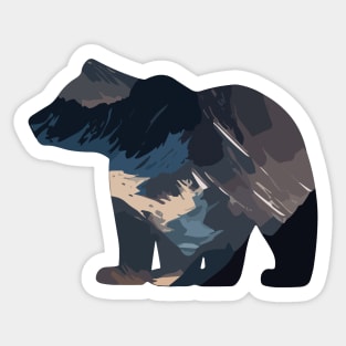 Bear Silhouette with Mountain View Sticker